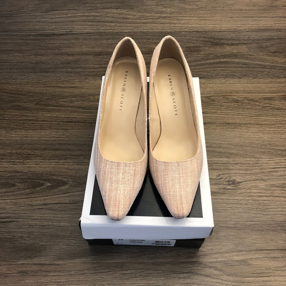 Karen Scott Clancy Light Pink Linen Blend Heel